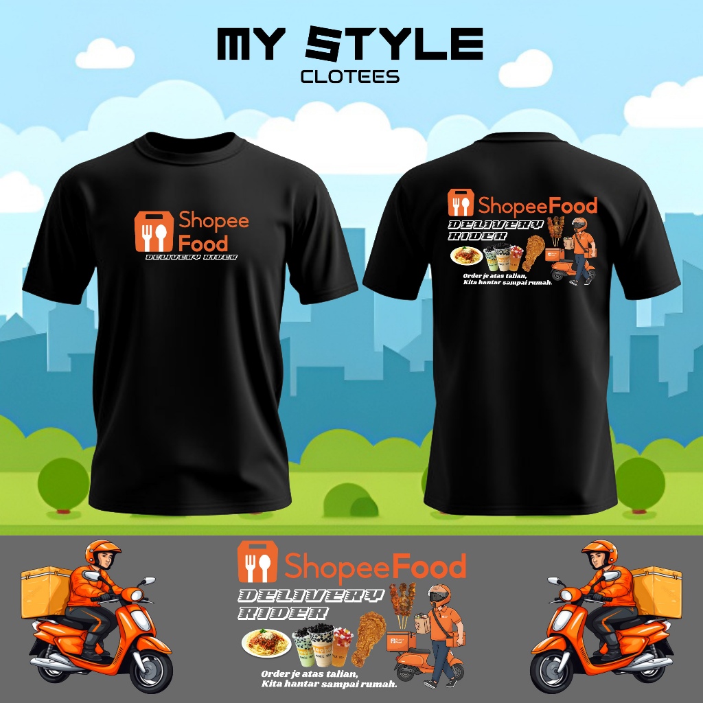 Shope*Food RIDER Jersey Premium Microfiber/ Baju Shope*Food /Tshirt Delivery V2