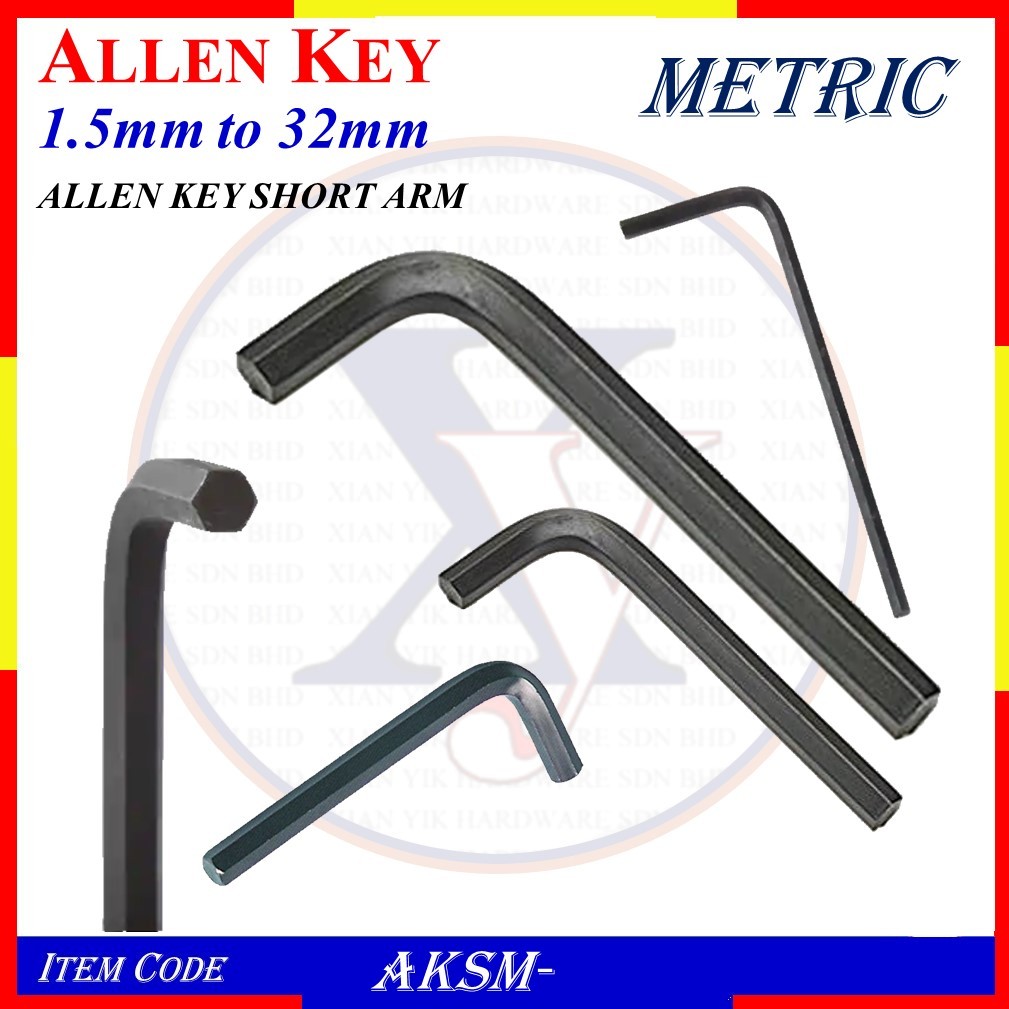 AKSM- 1.5 มม. ถึง 8 มม. HEX ALLEN KEY SHORT ARM ALLEN KEY