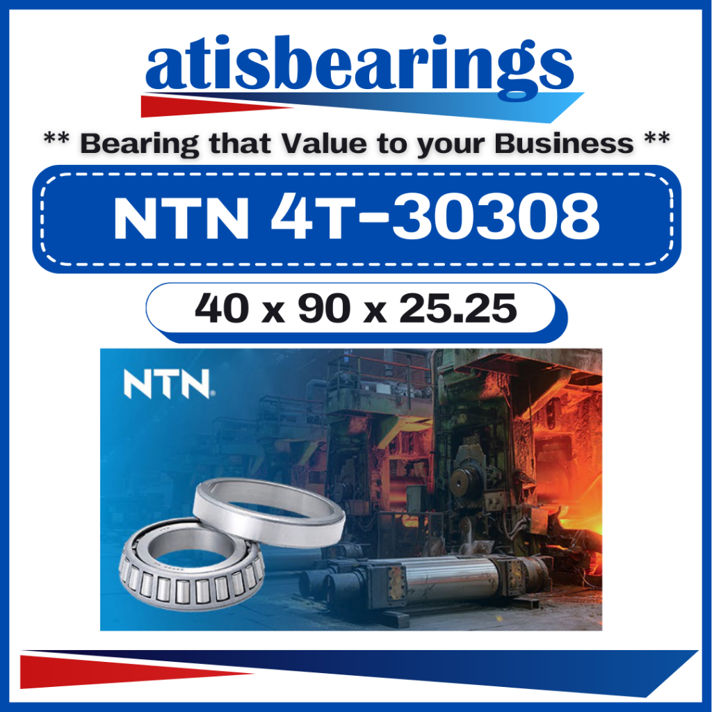 NTN 4T-30308 ( 40 x 90 x 25.75 แบริ่งลูกกลิ้งเรียวเมตริก 4T 30308