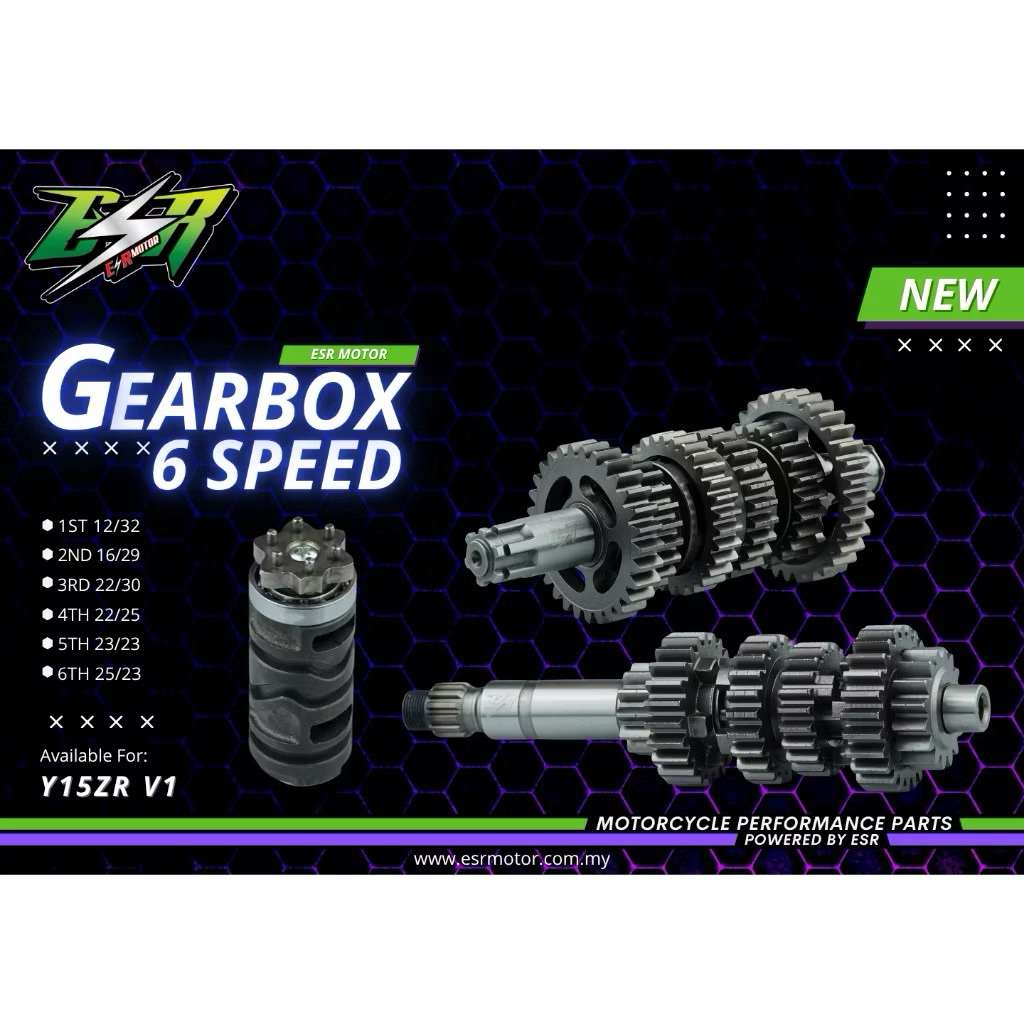 ESR MOTOR RACING GEARBOX SET 6SPEED 5SPEED Y15ZR Y16ZR LC135 5S 4S RACING GEAR BOX SET REDLEO 6 SPEE
