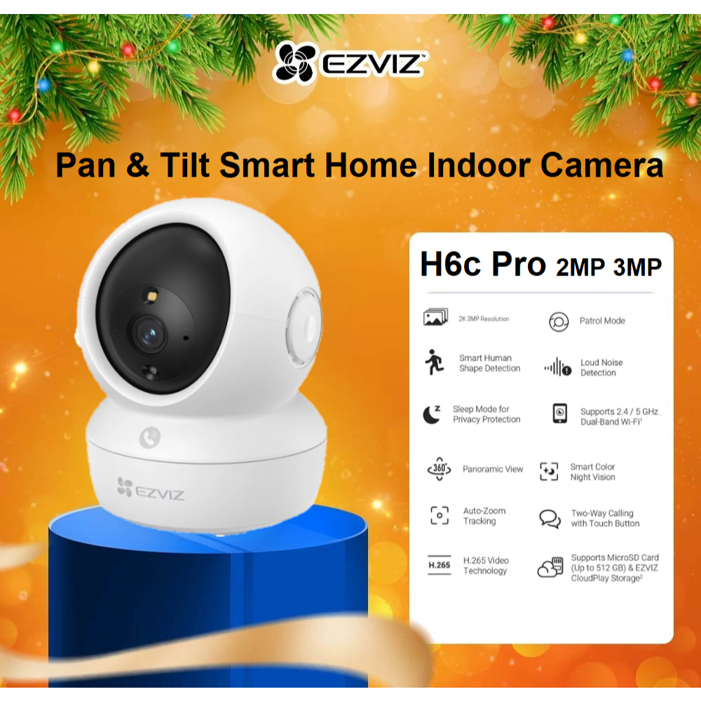 Ezviz H6C Pro 4MP / 5 MP / 8MP 4K 2K+ Pan/Tilt Motion Detection Two Way Talk Security 5G WiFi กล้องว