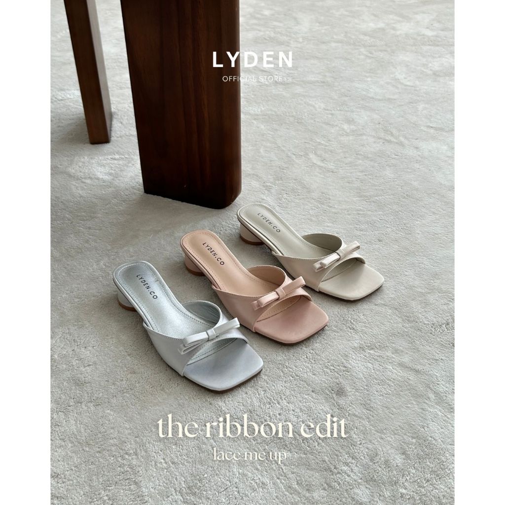 ใหม่Lyden The Ribbon Edit Series ส้นปั๊ม 4.5cm -Bridemaid โยคะฟิตเนส/เจ้าสาว/ริบบิ้น / เบจ/ชมพู////เ