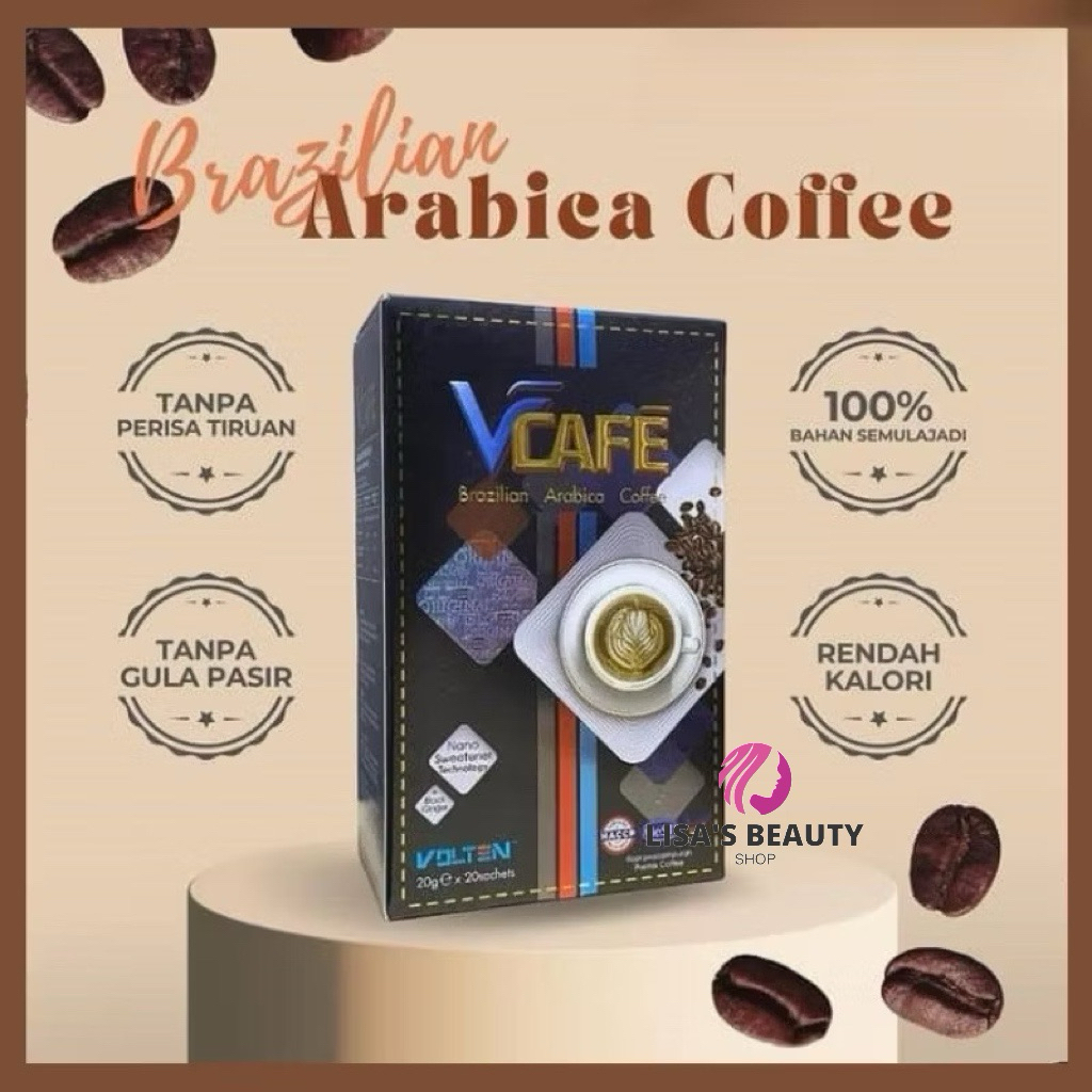 Volten VCafe Brazilian Arabica Coffee / Premium Black Tea / Kopi Arabica Vcafe (20 ซอง/กล่อง)