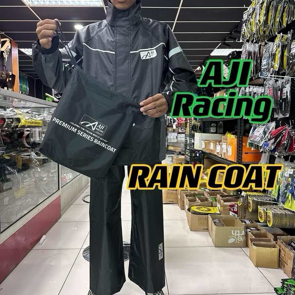 RAIN COAT AJI RACING 2 ชั้น BAJU SUIT RAIN SUIT NEON GREEN GREY RAINCOAT L/XL/2XL GIVI MAXFLY FOXDRY