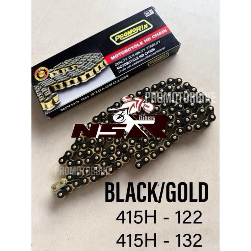 BLACK/GOLD PROMORIN CHAIN 415H RANTAI 415 HEAVY DUTY HD CHAIN 415H - 122L 415H - 132L