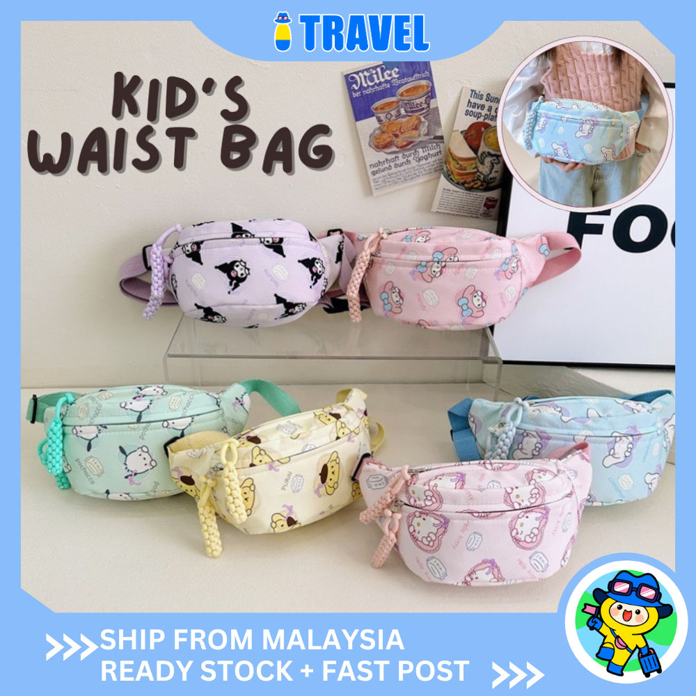 ITRAVEL 2208 Sanrio Kuromi กระเป๋าคาดเอวสําหรับเด็ก Chest/Shoulder Pack Beg Pinggang Kanak-Kanak