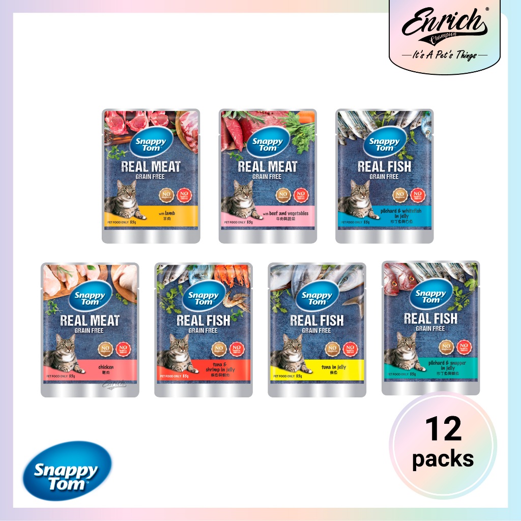 [1 กล่อง] Snappy Tom Cat อาหารเปียก 85gm x 12 แพ็ค (1 กล่อง)_Makanan Basah Kucing Snappy Tom (1 KOTA