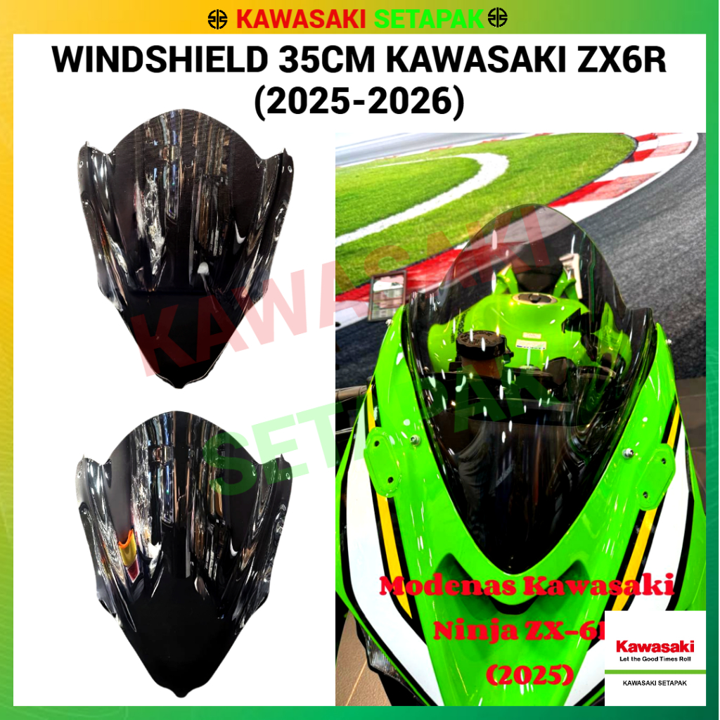 WINDSHIELD (35CM) KAWASAKI ZX6R (2025-2026) -BLACK / SMOKE