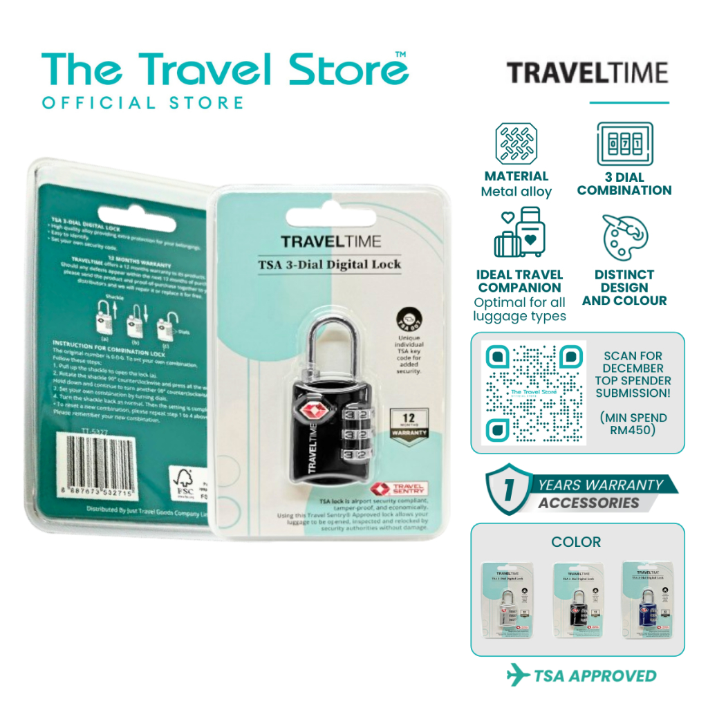 Travel Time TSA Combine Lock TT17-T5327 ล็อคกระเป๋าเดินทาง/ล็อค TSA/kuncitaloupe TSA/
