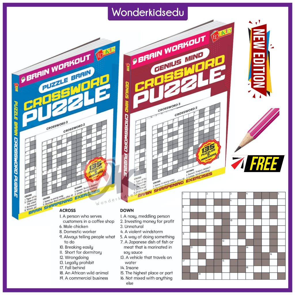 Brain Workout Crossword Puzzle เด็กผู้ใหญ่ Genius Mind Puzzle เกมสมอง ปริศนาพัฒนาสมองเกมเสริมสมอง