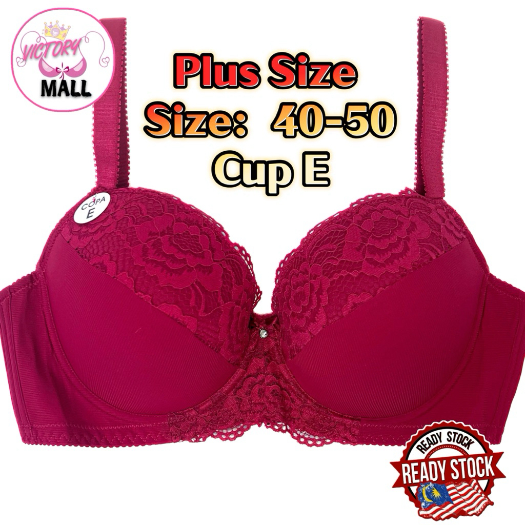 Bra Plus Size Underwire Bra E Cup 40–50 Bra Saiz ขนาดใหญ่ Full Coverage Support Tali Lebar Selesa ขน