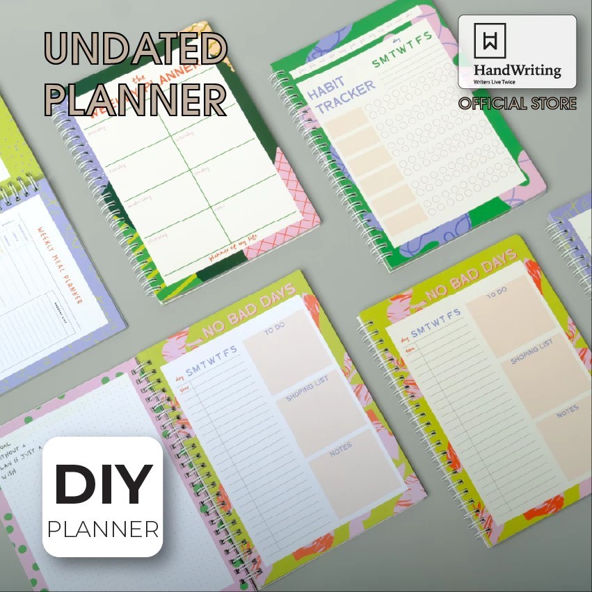 Masterprint A5 DIY Dateless รายเดือนรายสัปดาห์รายวัน Planner Journal Book / Meal Planner Book
