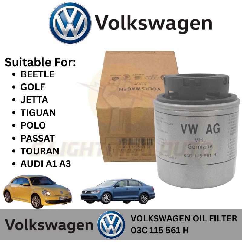 (03C 115 561 H) กรองน้ํามันเครื่อง VOLKSWAGEN BEETLE, PASSAT, GOLF, JETTA, TIGUAN, POLO, AUDI A1/A3