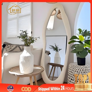 LI | Stand Mirror Cermin Dinding Room Decoration Mirror Irregular Frame Velvet Fabric Mirror Cermin Penuh Badan 全身镜