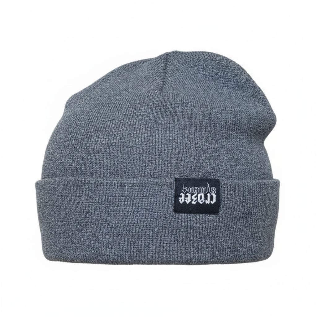 Crazeecausa Grey Studio Label Cuff 8" Beanie76