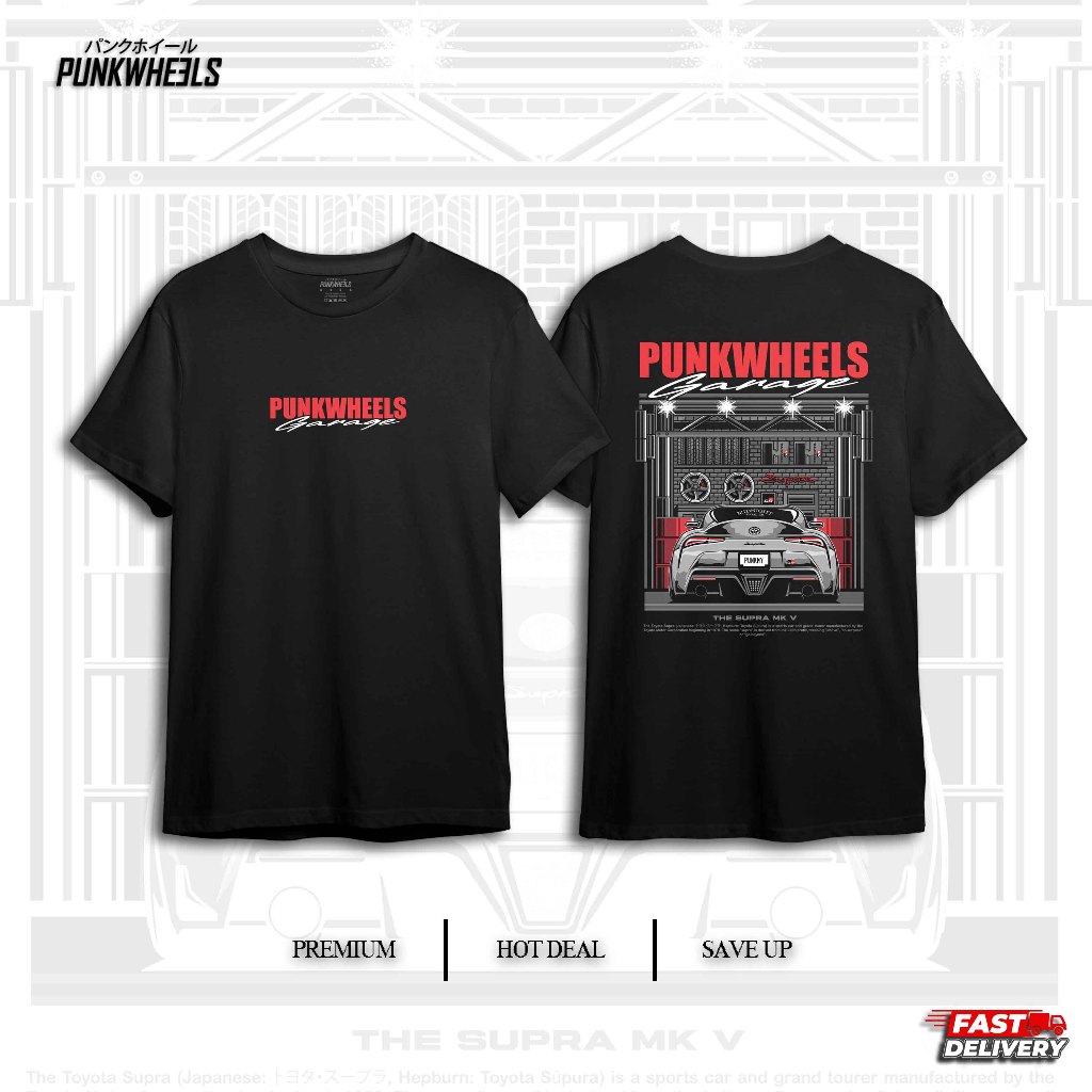 [OFFICIAL PUNKWHEELS] เสื้อยืด The Supra MK V Custom Design Graphic Tee (XS-5XL)สีดํา