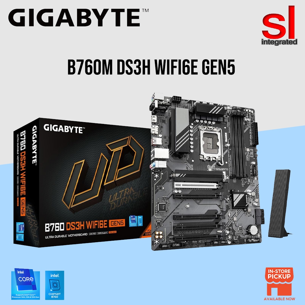 เมนบอร์ดสําหรับเล่นเกม Gigabyte B760M DS3H WIFI6E GEN5 LGA1700 M-ATX