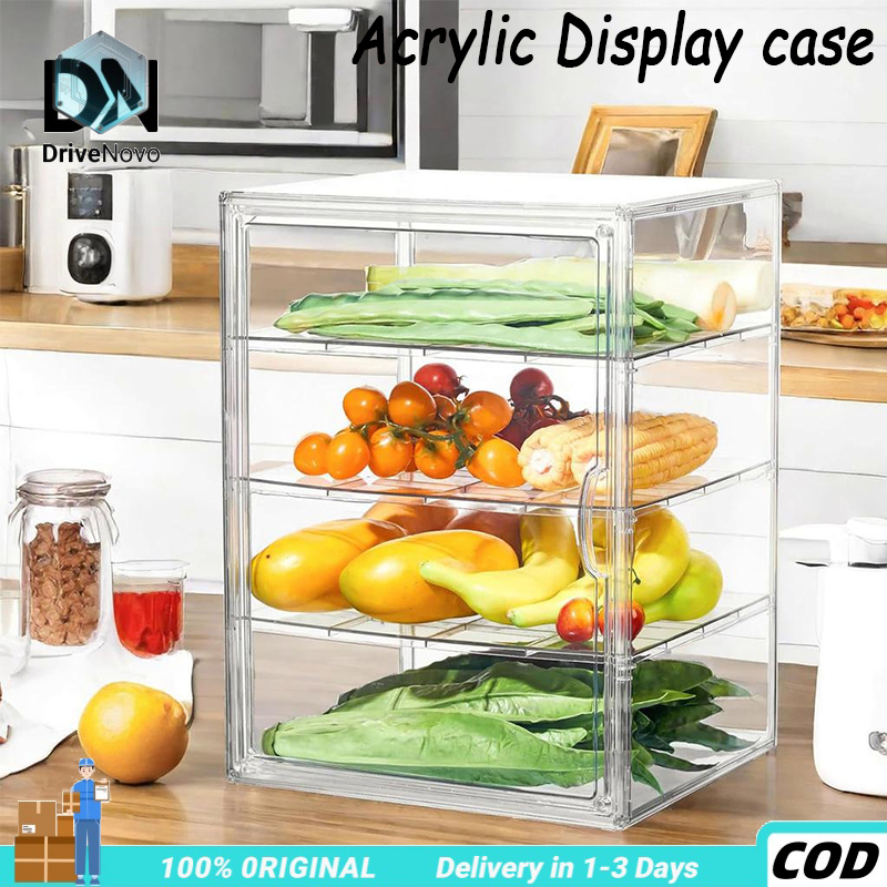 4 ชั้น Stackable Storage Organizing อะคริลิคกล่องเค้ก DIY Bekas Kuih, Donut, Cupcake, Burger, Pastry