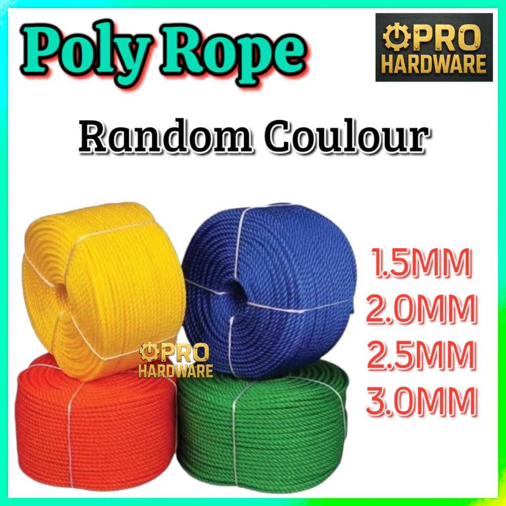 Polyethylene Nylon Rope Monofilament Rope Tali PP PE Poly Rope 1.5MM/2.0MM/2.5MM/3.0MMRANROM สี