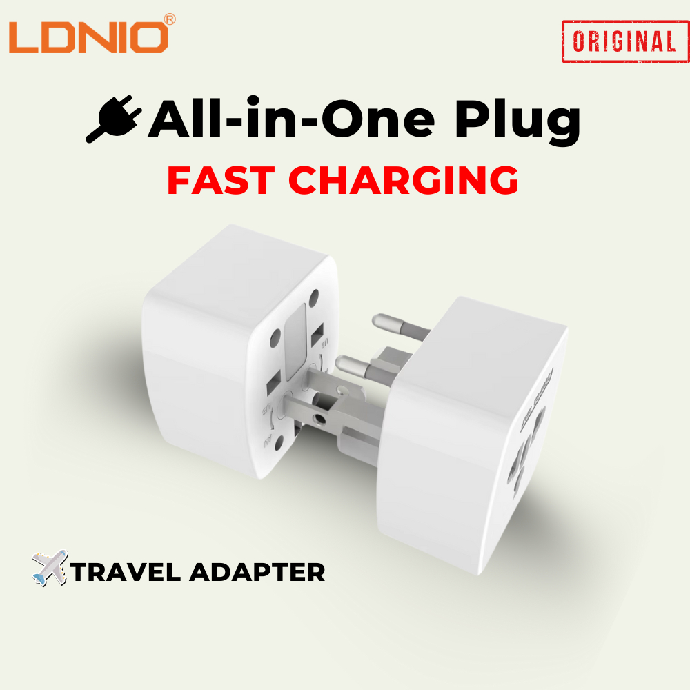 LDNIO Universal Travel Adapter Z4 Worldwide Plug Converter UK/US/EU/AU Compact Travel Charger