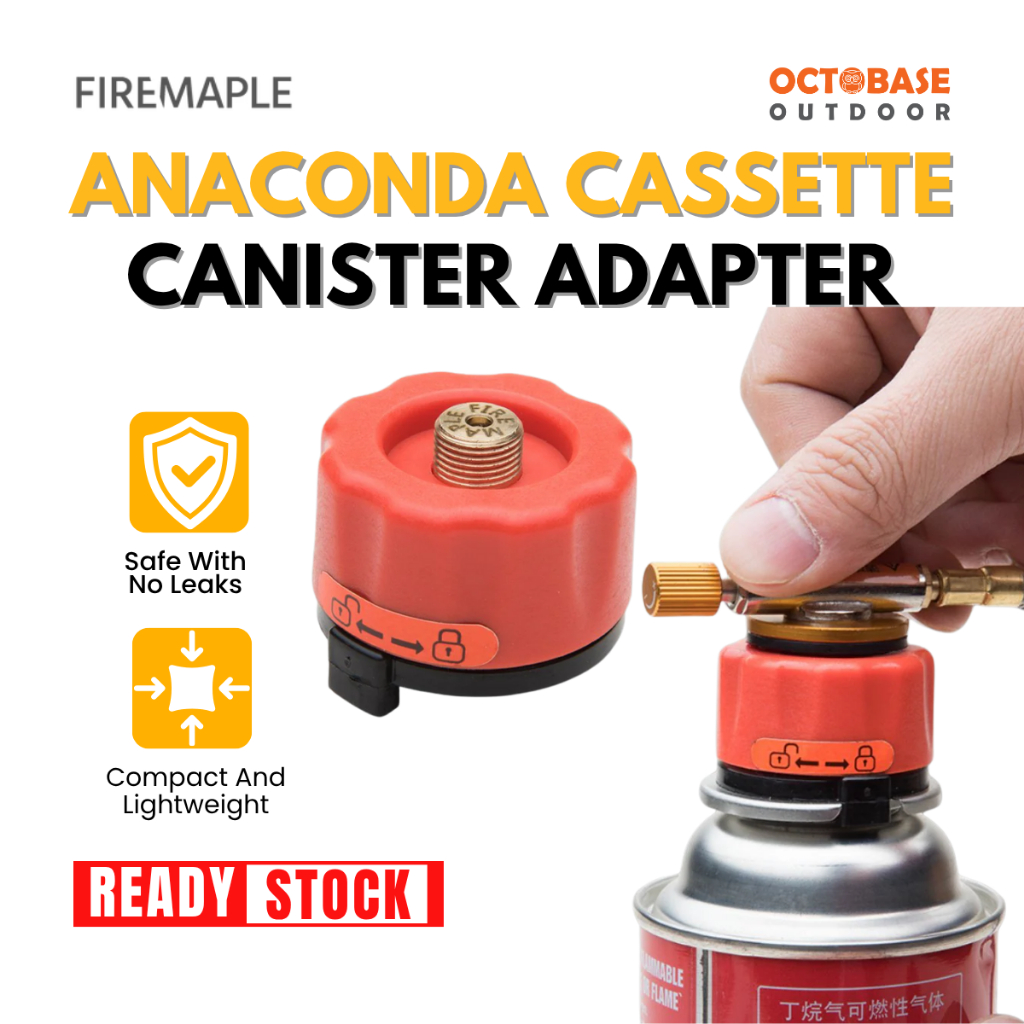 FIREMAPLE - (ORANGE) ANACONDA CASSETTE CANISTER ADAPTER CONVERTER GAS STOVE BUTANE LP GAS