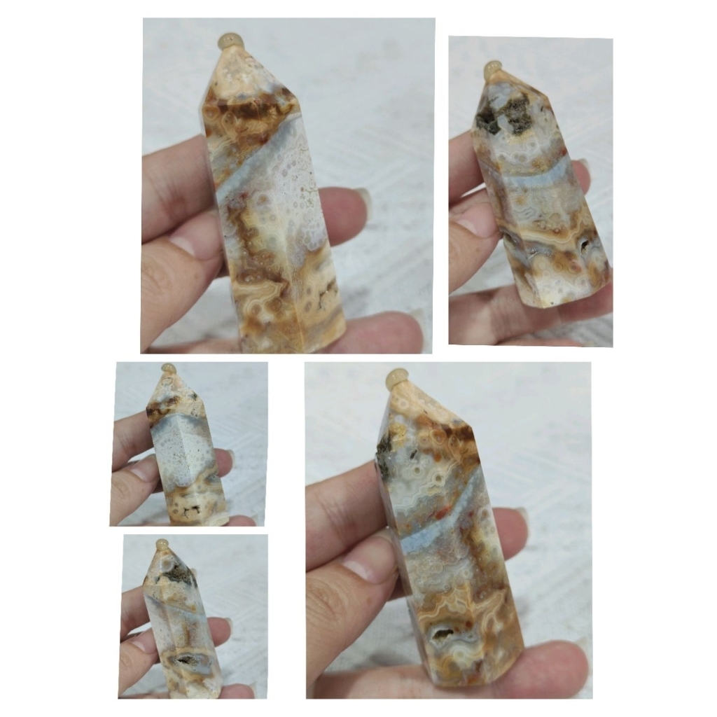 Madagascar ocean jasper/ocean jasper/oean jasper Pillar 57G/7 ซม.