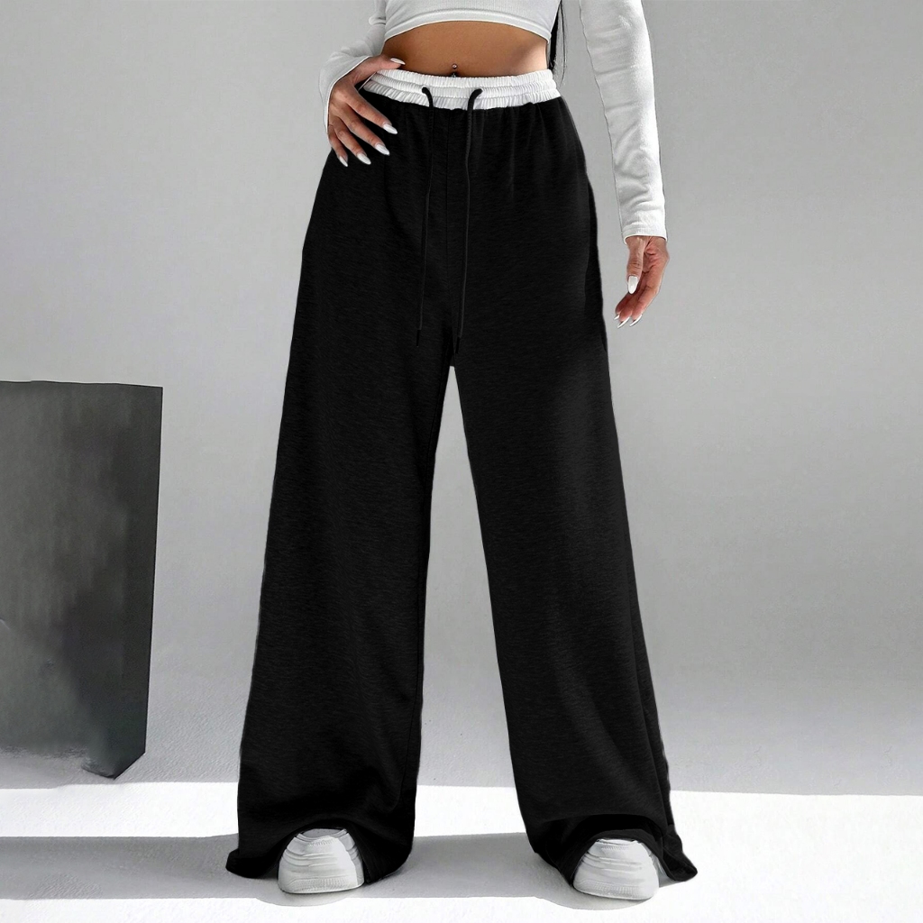 Seluar Slack Perempuan Straight Cut Plus Size Simple Baggy Pants