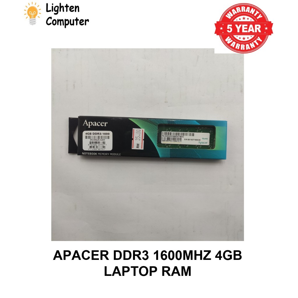 ใหม่ APACER DDR3 1600MHz 4GB PC3 1600 LAPTOP RAM SODIMM RAM
