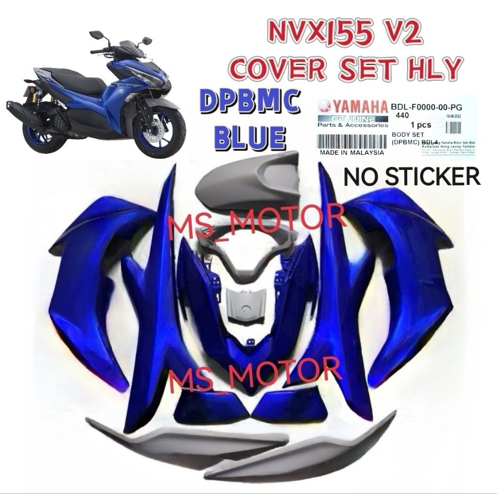 COVERSET NVX155 V2 HLY DPBMC BLUE GP BODY COVER SET BDL-F0000-00-PJ PG PH YAMAHA NVX 155 CM6 CYAN สี