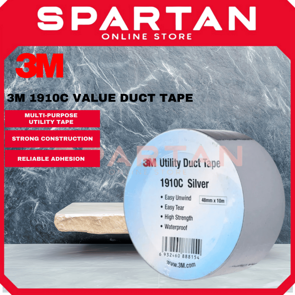 3M All Purpose Duct Tape DT8/ เทปท่อสําหรับงานหนัก/ พันธบัตรทันที/ [1 ม้วน/ 48 มม. x 22.9 ม.] 1910C