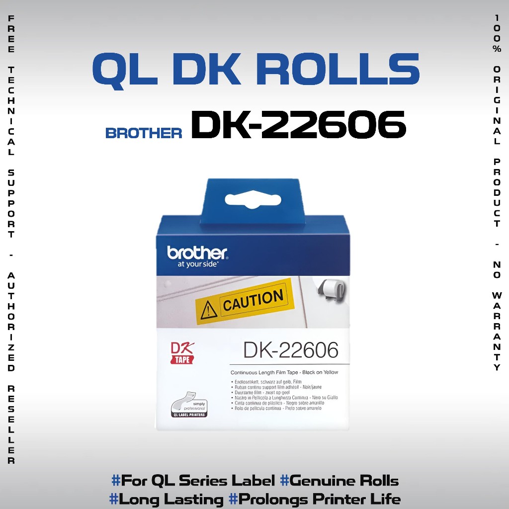 BROTHER DK-22606 ฟิล์มสีเหลือง (62mm) สําหรับ QL-800 QL-700