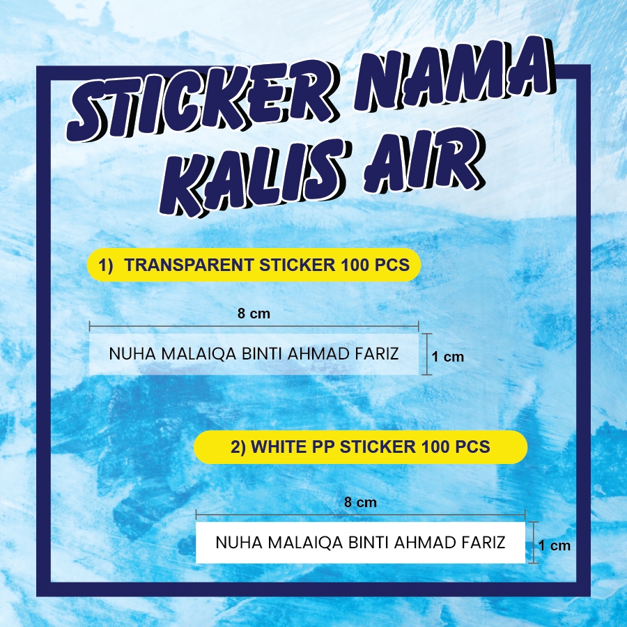 100 ชิ้น RUMI สติ๊กเกอร์ NAMA MURID สติ๊กเกอร์ NAMA SEKOLAH สติ๊กเกอร์ KUKU กันน้ํา (WHITE PP & TRAN