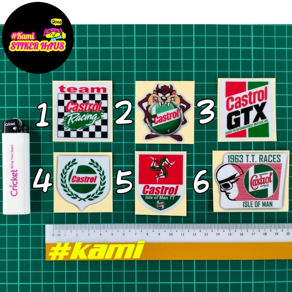 สติ๊กเกอร์การพิมพ์ Castrol Oil Racing / Castrol GTX / Team Castrol Racing Printing Laminated สติ๊กเก