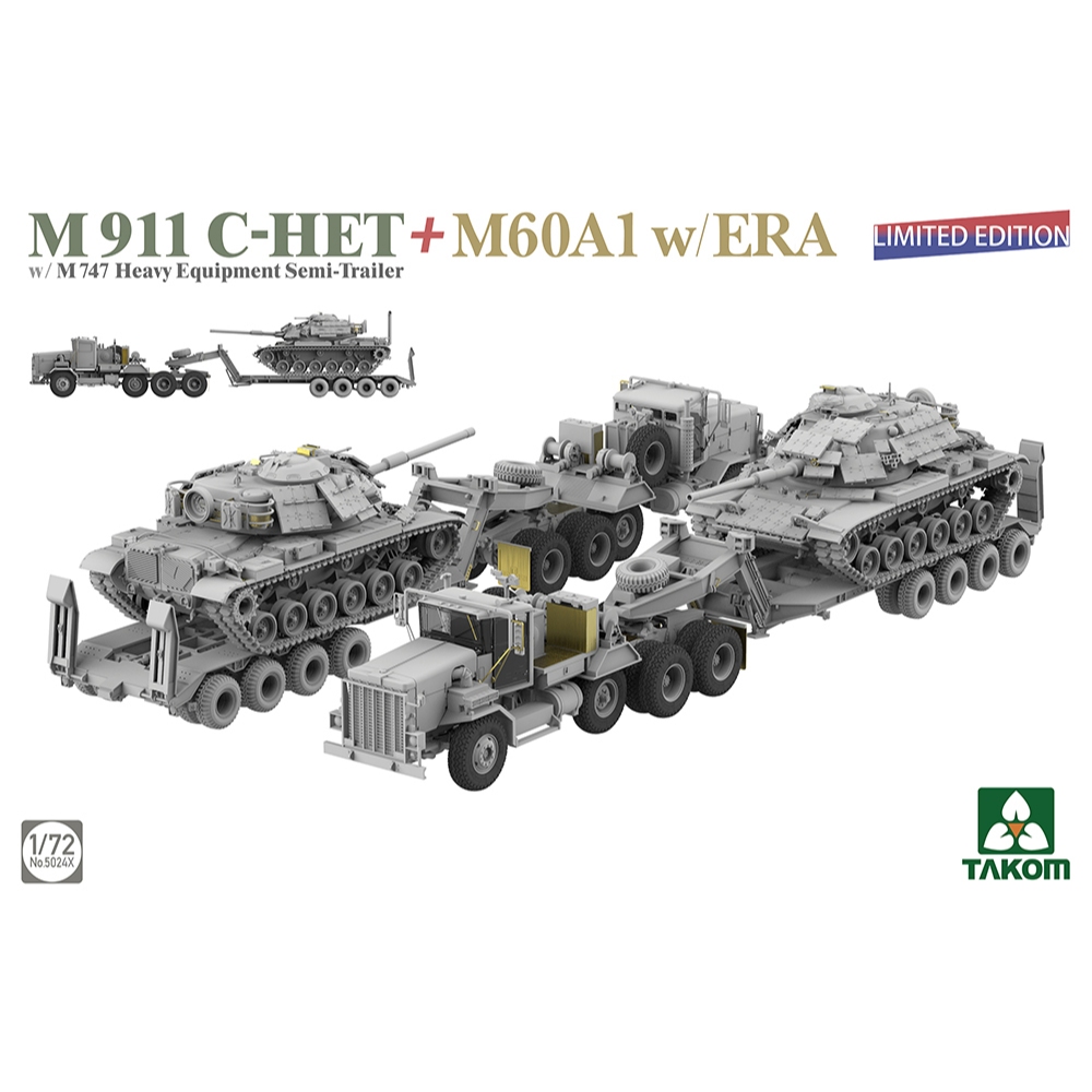 TAKOM 5024X สเกล 1/72. M911 C-HET+M60A1 Ear M747 ชุดรถพ่วงสําหรับงานหนัก Limited Edition