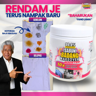 Sabun Badang Makeover Booster Cleaner Multifunction Serbuk Viral Hilangkan Kotoran Degil Tahi Lalat Fabrik Warna Luntur