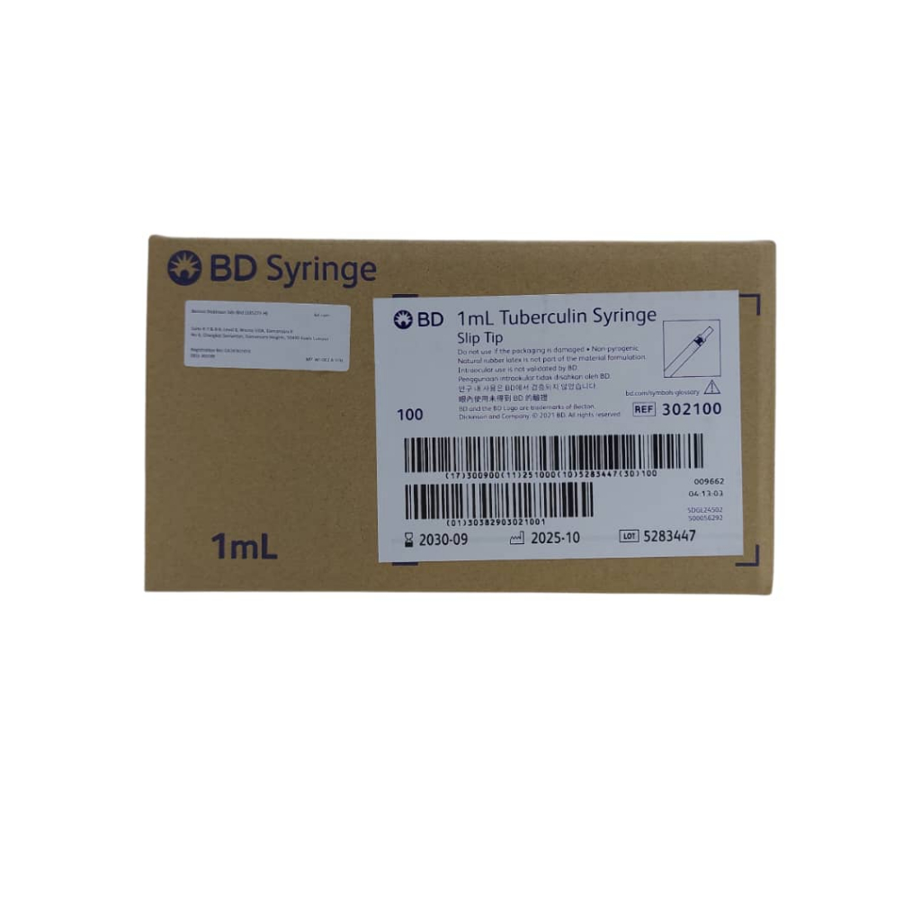 BD TUBERCULIN SYRINGE SLIP TIP 1ML [100 ชิ้น/กล่อง]