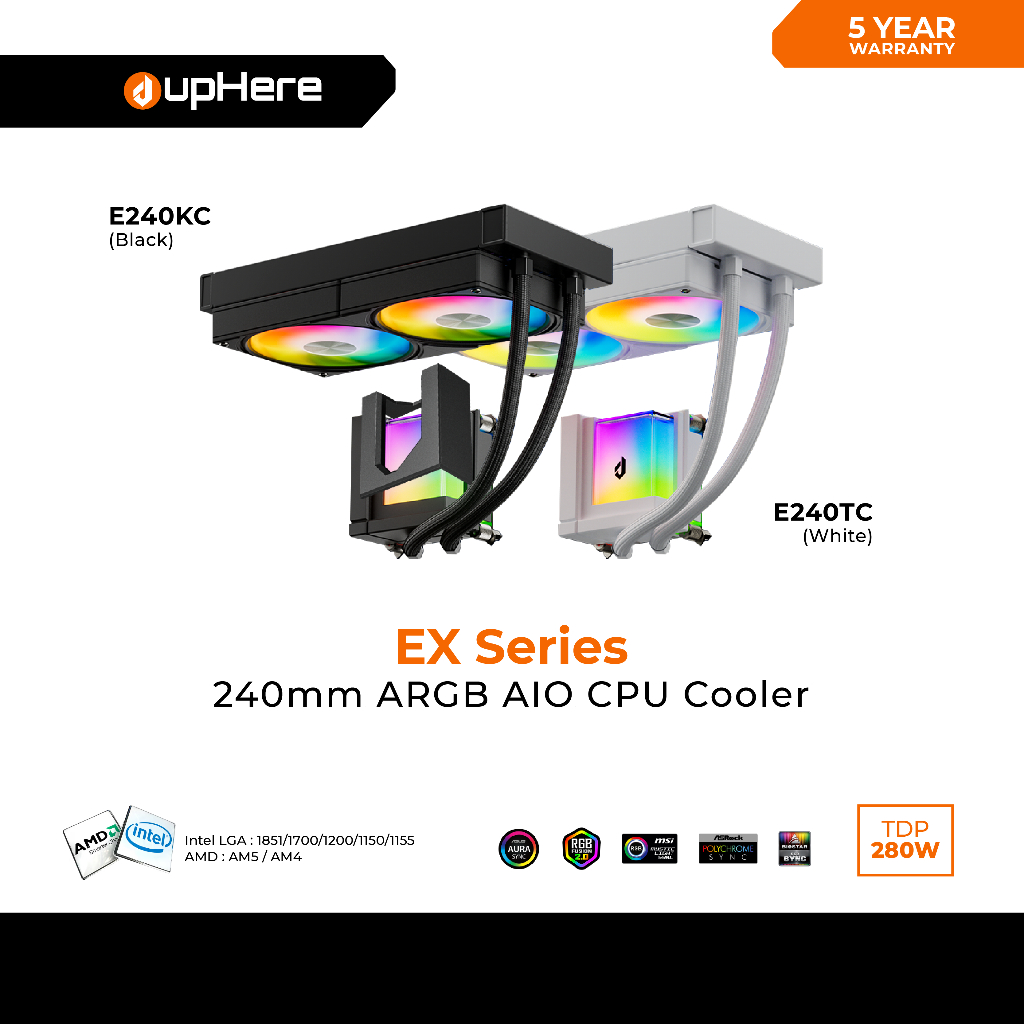 UpHere EX Series 240 มม. ประสิทธิภาพสูง aRGB AIO CPU Cooler E240