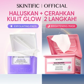 <2pcs>SKINTIFIC Toner Pads+Brightting Mask SetAHA BHA PHA Exfoliating Toner Pads for Pore Purifying&Skin Smooth&Brighten