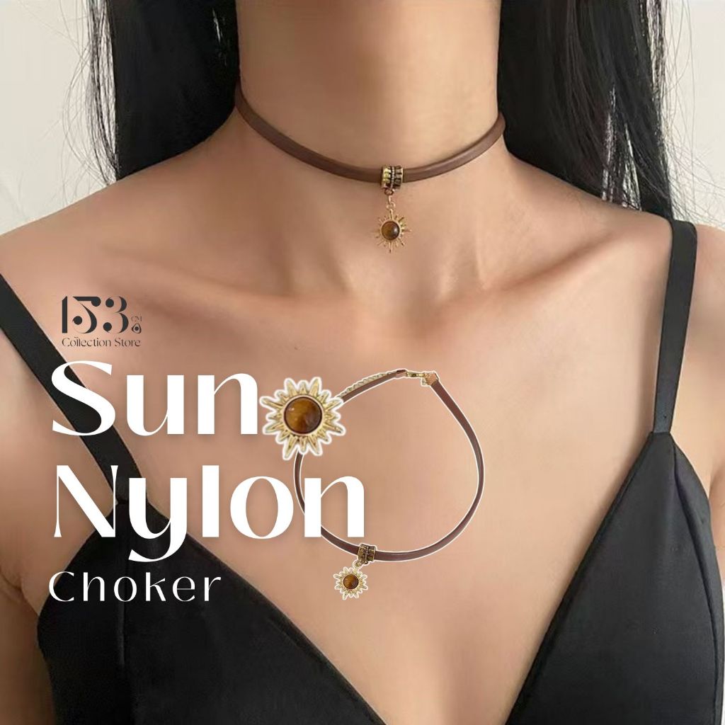 153Sun Nylon Choker - Minimal Sun Charm สร้อยคอไนลอน Kalung Perempuan