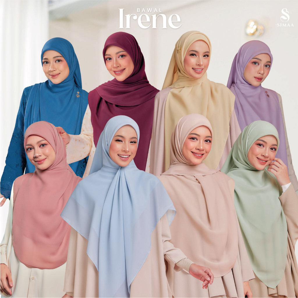 [BYSIMAA] หมวก IRENE BAWAL - CHIFON VOILE FIELD 50 60 SQUARE HIJAB ROUND SHAPE