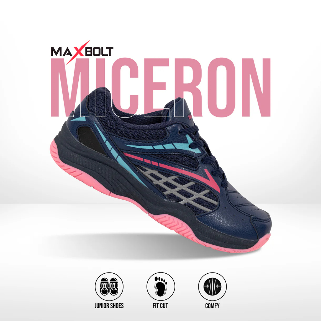 MAXBOLT MICERON NAVY/PINK-JUNIOR KID COURT SHOES รองเท้าในร่ม