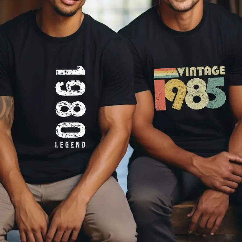 -45th Anniversary Warning T-shirt (1981-1989) Classic and legend of the year of the men T-shirt