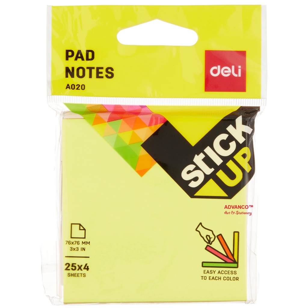 DELI STICKY NOTES BRIGHT COLOURS 76X76MM (3X3INCHES) 100 แผ่น