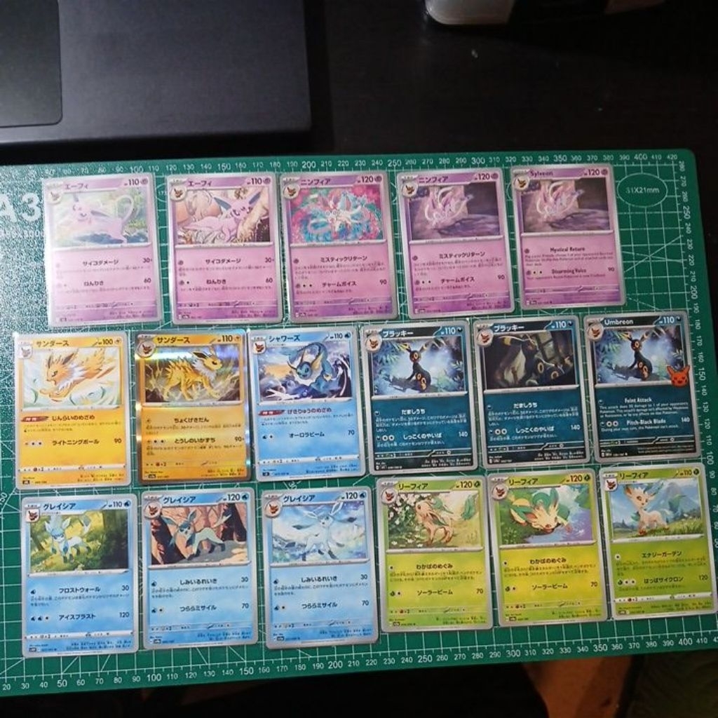 Eeveeolution : Umbreon Sylveon Espeon Vaporeon Jolteon Glaceon Leafeon การ์ดโปเกมอนภาษาอังกฤษและญี่ปุ่น