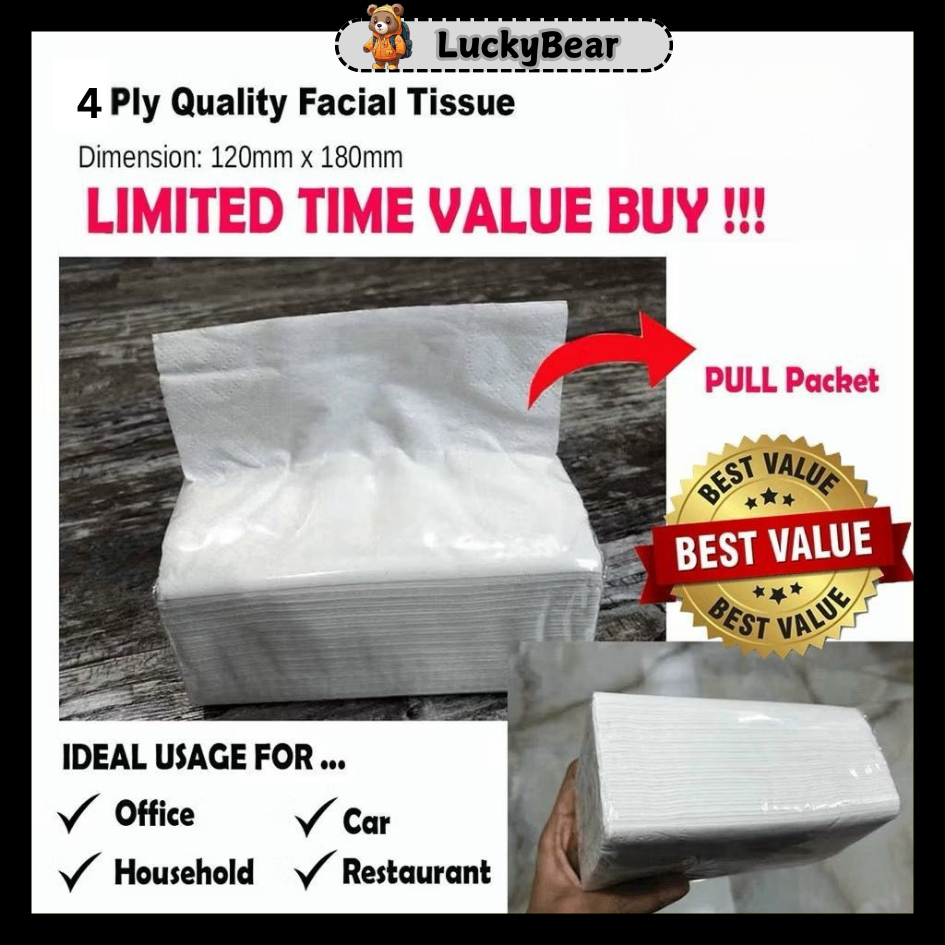 4 PLY BAMBOO SOFT FACIAL TISSUE /FACIAL TISSUE / QUALITY FACIAL TISSUE PAPER WIPES PACK / SERVIETTE 