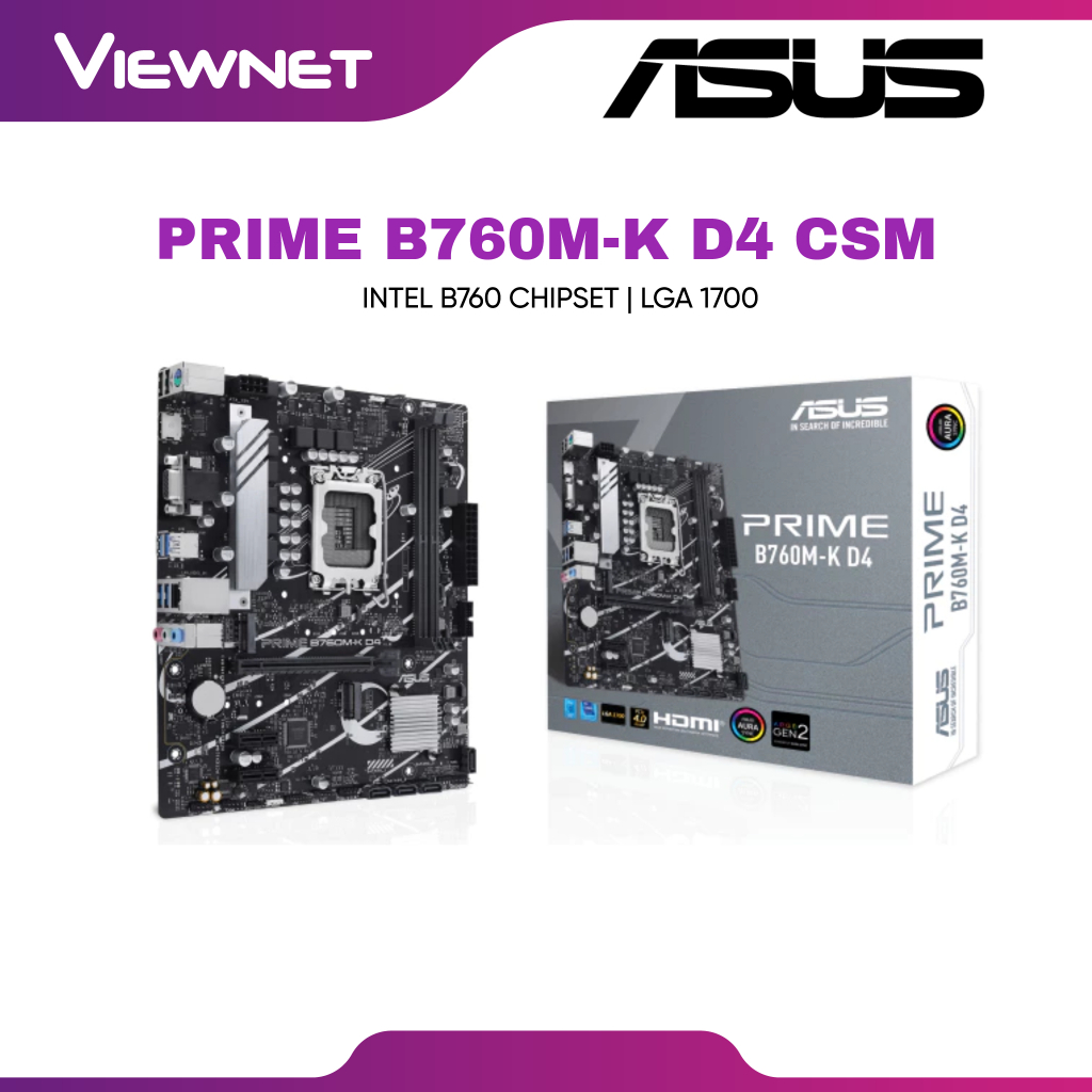ASUS PRIME B760M-K DDR4 CSM LGA 1700 MOTHERBOARD PROCESSOR INTEL
