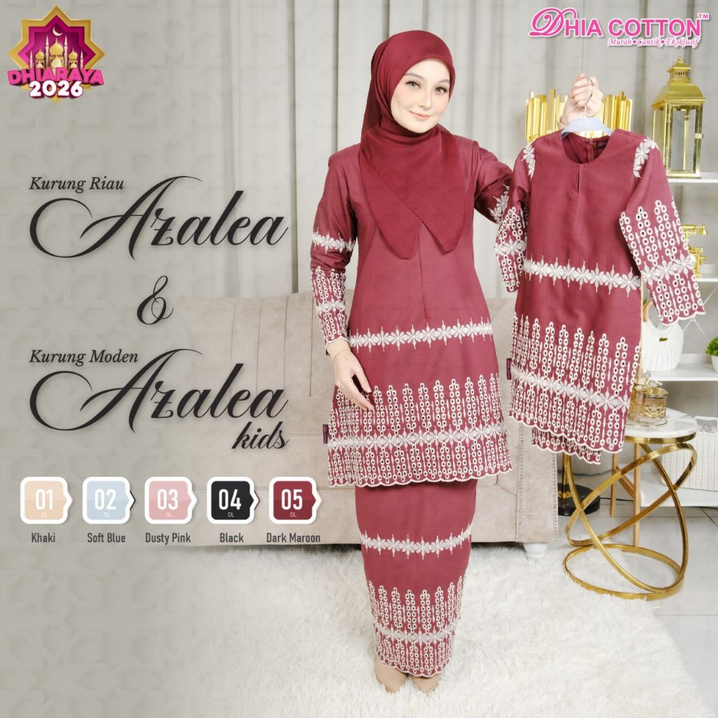KURUNG ผ้าฝ้าย EMBROIDERY KURUNG RIAU AZALEA และ AZALEA MODEN KIDS