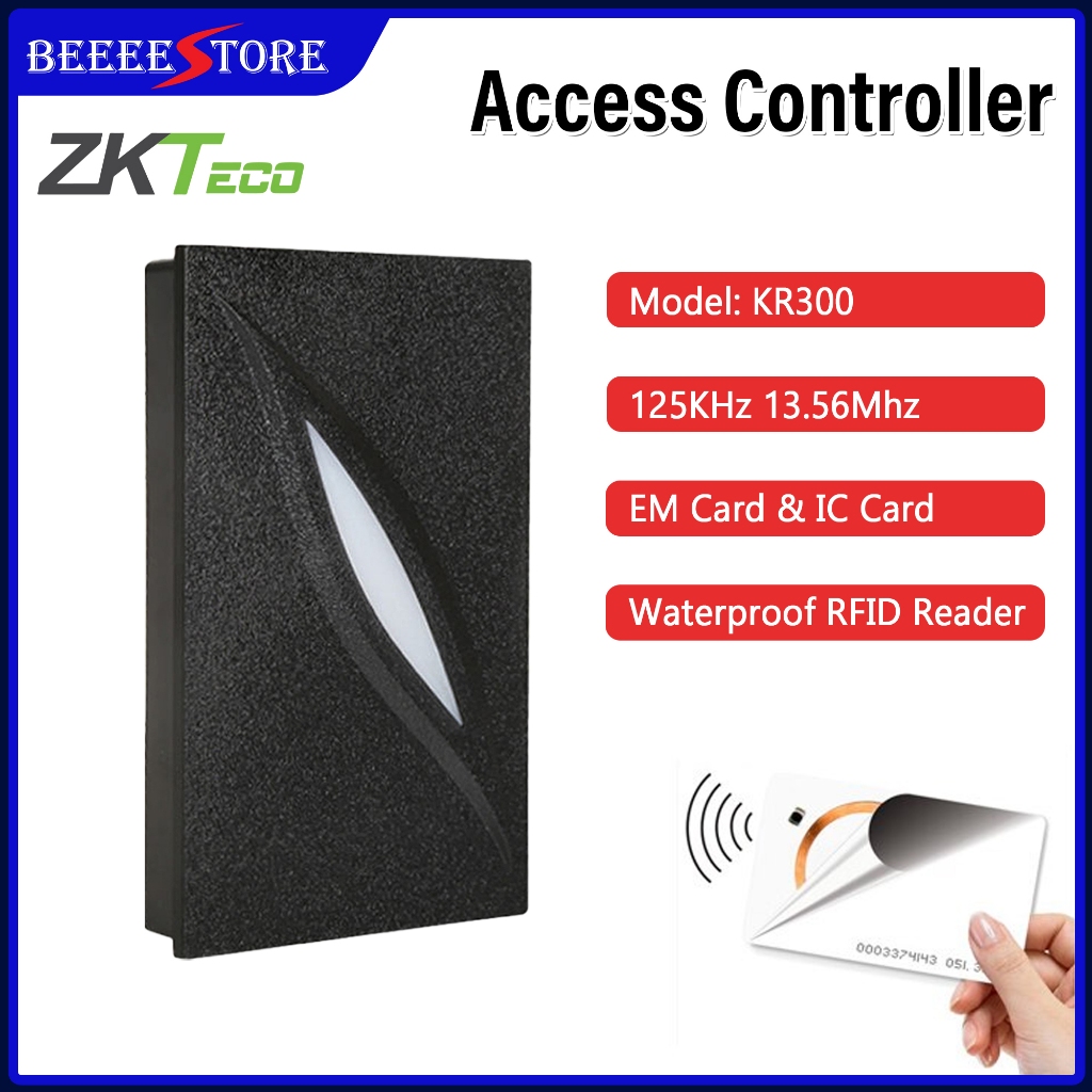 ZKT KR300 กันน้ําสมาร์ทประตูล็อค Access Control Proximity ความถี่คู่ 125kHz 13.56MHz Wiegand Card Re