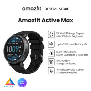 Amazfit Active Max Smart Watch 1.5" AMOLED Display, 4GB Storage Offline Maps, Ski Resorts with 3000 nits Brightness