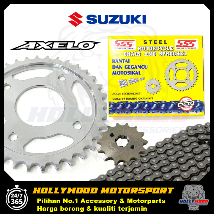 AXELO SSS ชุดโซ่ 3 IN 1 โซ่ 428 102L + โลหะผสม CNC SPROCKET 14T + 34T 36T JAPAN TECHNOLOGY
